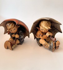 2 Larger 4-7/8" Goebel HUMMEL Figurines- UMBRELLA BOY & GIRL - TMK6, 152/0 A & B