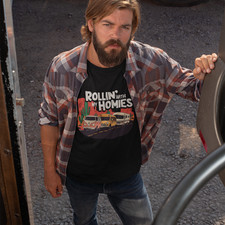Rollin' With My Homies Van Skoolie RV Vanlife Caravan T-shirt Tee Nomad Shirts