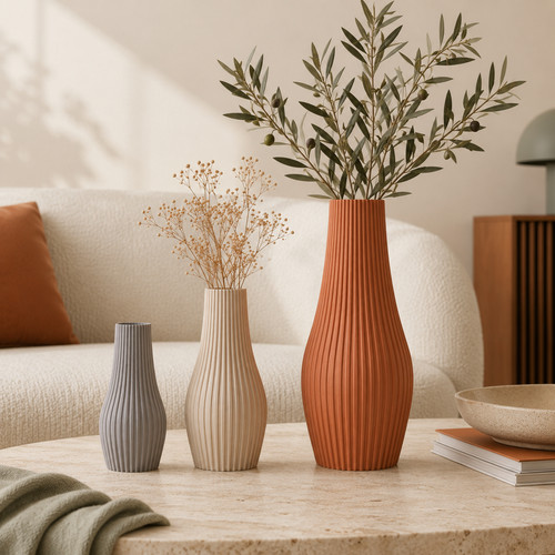 Ribbed fluted flower - flower, vase