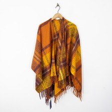 Paul Costelloe Dressage Shawl Wrap Scarf One Size NEW Orange Check Knit Cape