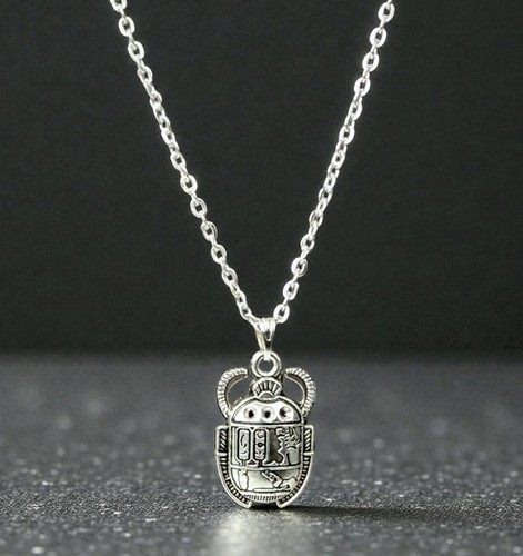 Silver scarab pendant necklace - silver,