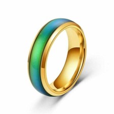 Stainless Steel Non-Tarnish Color Changing Mood Ring Temperature Women Men R48