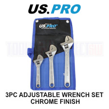 US PRO Tools 3pc Adjustable Wrench/Shifting Spanner Set 6" 8" 10" Chrome Finish