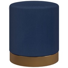 HOMCOM Footstool upholstered fabric dark blue , Refurbished