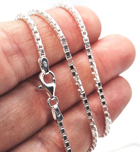 Silver chain necklace box link - necklace,