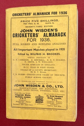 1936 wisden softback near - wisden,