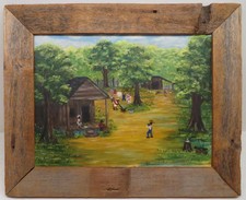 MIS MARDRANNE (20thC) Original AMERICAN FOLK ART unusual Oil Painting LOUISIANA