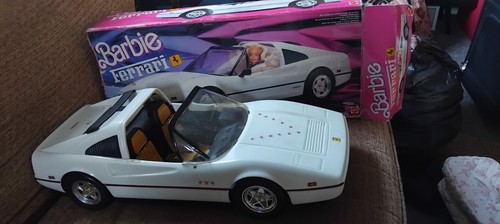 Barbie white ferrari car - barbie,