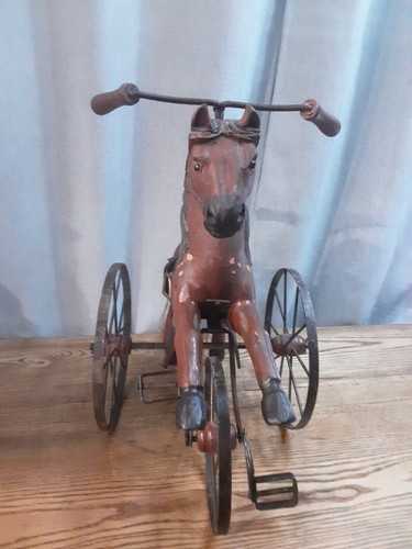 Vintage wooden horse - wooden, tricycle