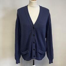 Hawick Scotland Wool Cardigan Fits Ch44 Blue Purple Relaxed Fit 100% Wool