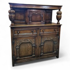 Antique oak court cupboard - cupboard,