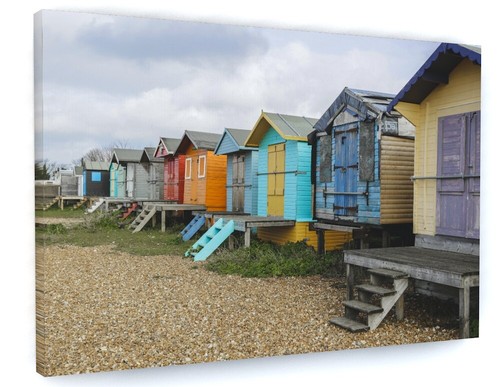 Beach huts seaside canvas - beach,