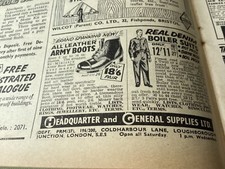 DENIM BOILER SUIT ARMY LEATHER BOOTS NITROMORS ELORA  1958 ADVERTS MOTORCYCLE