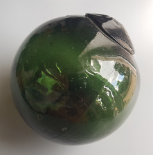 Antique glass float sea fishing Star pontil mark dark green 11cm marine English