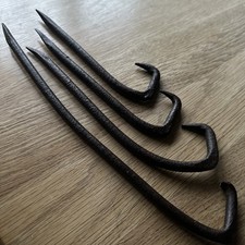 ❌4 Antique 8”-12”WROUGHT IRON COTTAGE BEAM HOOKS BUTCHERS HAND MADE C1800 UNIQUE