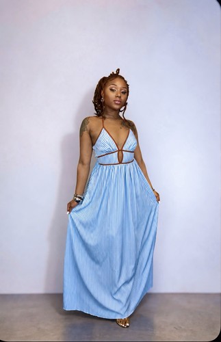 Blue striped neck - blue, v