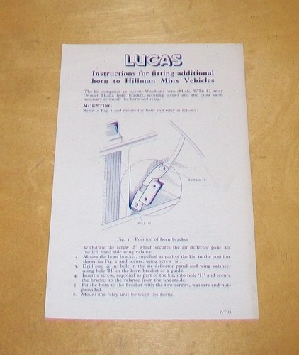 Lucas instructions fitting - lucas,