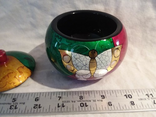 Wooden round lacquered bowl - wooden,