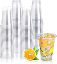 Clear Disposable Plastic Cups Reusable Drinks Party Glass 100Pcs 7Oz/200ml