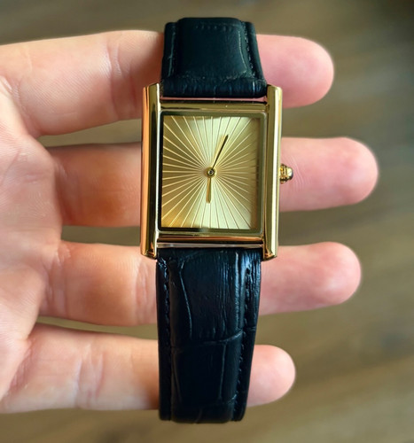 Mens gold tank watch - gold,