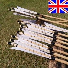 12X 32" Wooden Arrows Feather Traditional Longbow Recurve Bow Archery Hunting