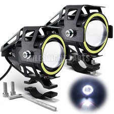 LED Motorcycle Motorbike Driving Fog Spot Lights Angel Eye Halo Ring Headlight