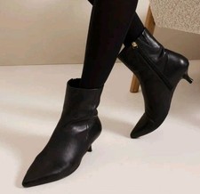 Real Leather Kitten Heel Ladies Black Boots Phase Eight RRP £149.99 UK Size 7