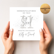 Personalised Steel Wedding Anniversary Card - 11th Wedding Anniversary Card