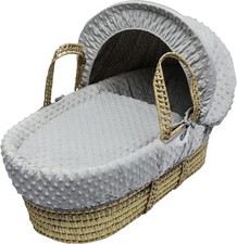 Grey Wicker Moses Basket with