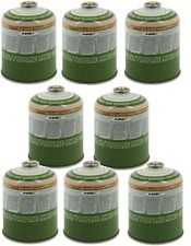 8 x 450g Camping / Fishing Gas Canisters - Cartridges - Refill Bottles Stove etc