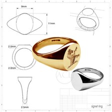 9ct Yellow Gold Ladies' Family Crest Rings Oval Signet Rings Bespoke 375 UK HM