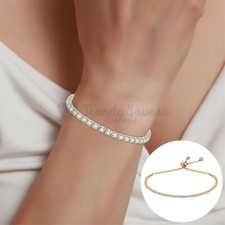Tennis Bracelet Cubic Zirconia Sterling Silver Adjustable Slider Women Jewellery