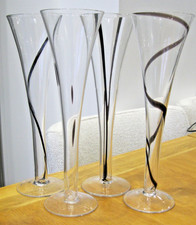 4x LSA Jazz Style Hollow Trumpet Champagne Flutes - Abstract Black Design - VGC