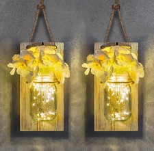 Hanging Glass Jar Lantern Light Candle Holder Wedding Decoration Home Garden 2pc