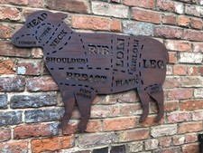 LARGE LAMB Sign Rusty Metal
