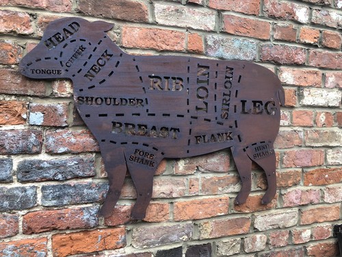 Large lamb sign rusty metal - lamb,