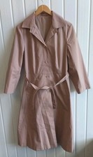 Vintage St Michael Size 16 Long Raincoat/Trench Coat Beige CS