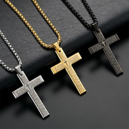Stainless steel cross necklace - stainless,