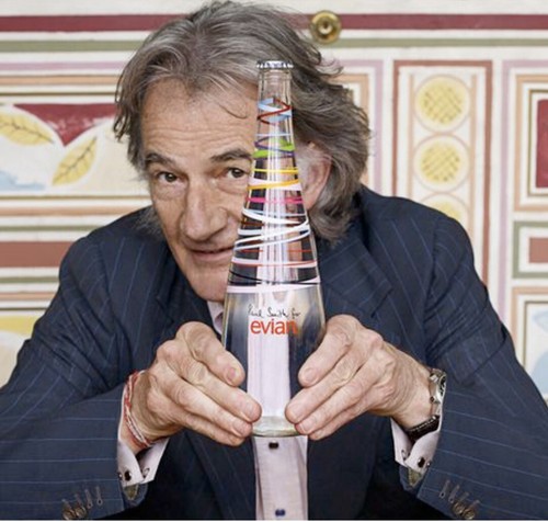 Evian glass water bottle paul - glass,