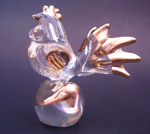 Gold glass cockerel chicken - gold,