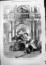 Old Print Scene Burlesque Carmen Folly Theatre Girl Pats Siers Head 1879 19th