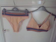 Ladies Shein Neon Orange Bikini Set - Size S (UK size 8)