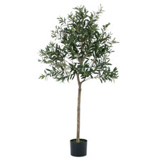 GreenBrokers Artificial Olive Topiary Tree 150cm with Real Wood Trunk