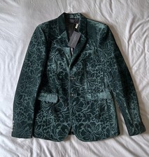 Burberry Prorsum Mens Baroque Velvet Blazer Jacket XS 44 Green Brit Vintage
