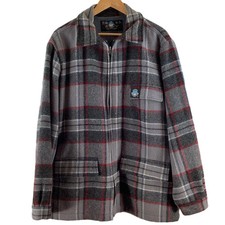 Vintage Swandri New Zealand Grey Pure New Wool Plaid Tartan Zip Up Shacket XL
