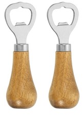 Vertical Bottle Opener, 2Pcs - Wooden Handle Stainless Steel Beer Bottle Opener