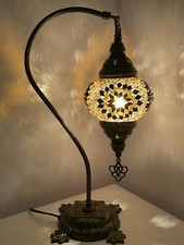 Golden Turkish Colour Moroccan Mosaic Handmade Glass Light Desk Table Lamp