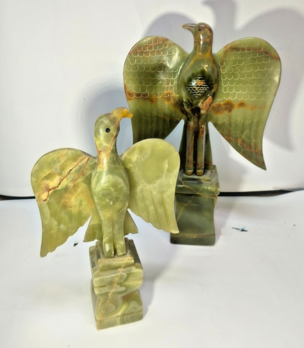 Two vintage real onyx eagles - real,