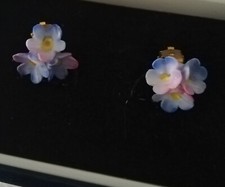 3 Flower cluster Fine Bone China earrings clip-on Coalport in display box
