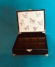  12 Compartment Strong Jewellery, Storage Box Horse Design Fabric, Locking Clasp